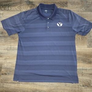 BYU Cougars Polo Shirt Men's Size XL Blue NCAA Striped Knights Apparel Golf